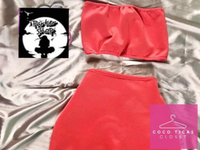 Red Crop top short skirt