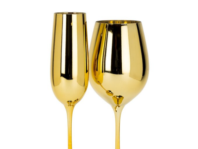 6verres a vin 6 verres à champagnes dorés