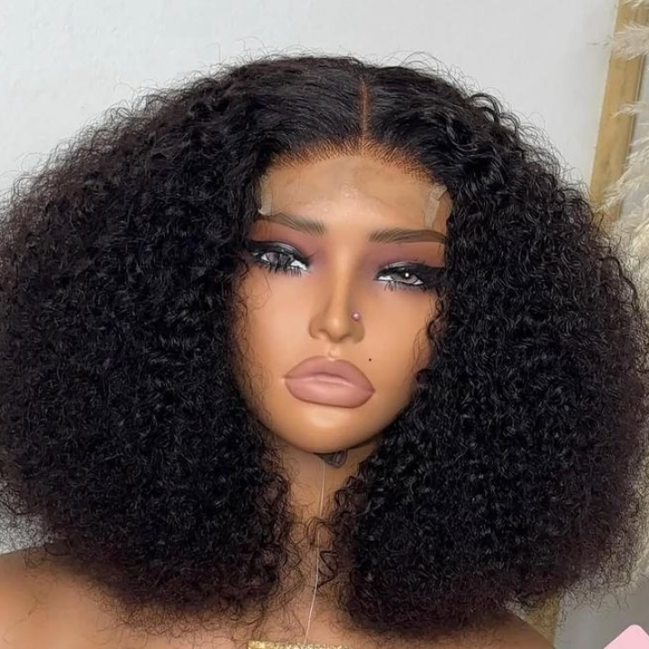 Black curly wig