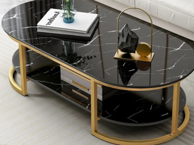 Table ovale chic pieds en or