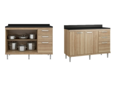 MEUBLE DE CUISINE armoire paillasse 2 battants + tiroirs