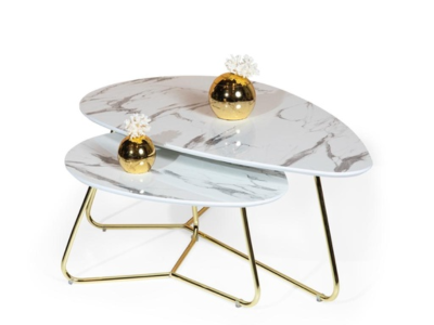 Gueridon White maarble gold G-456