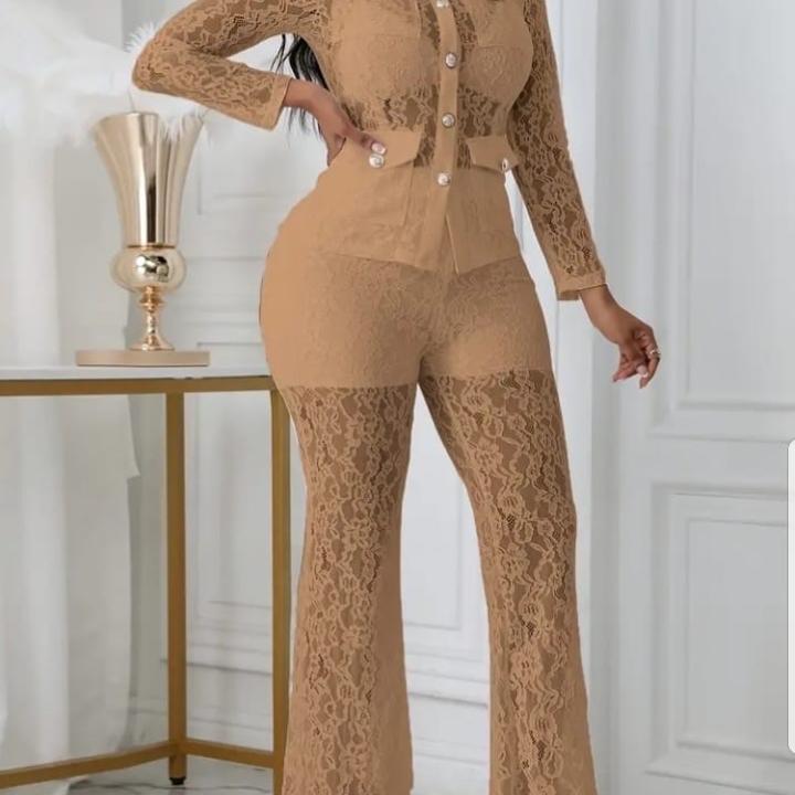 beige lace long sleeve