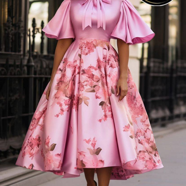 Robe midi rose satinée