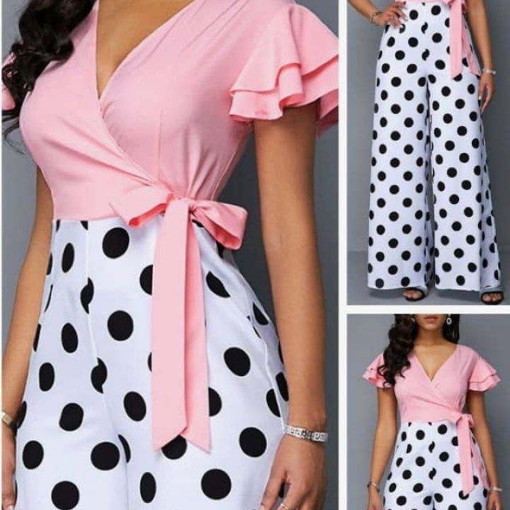 ensemble salopette blanc rose