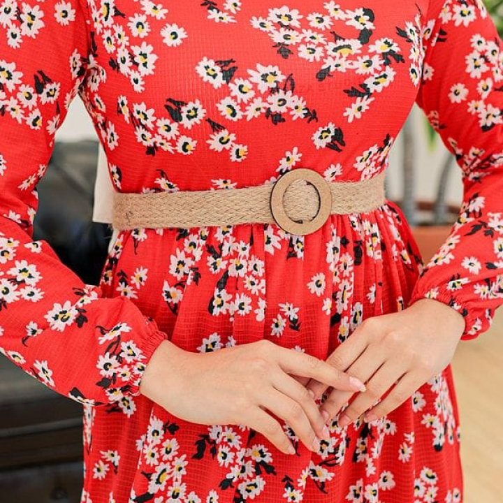 robe rouge fleurie