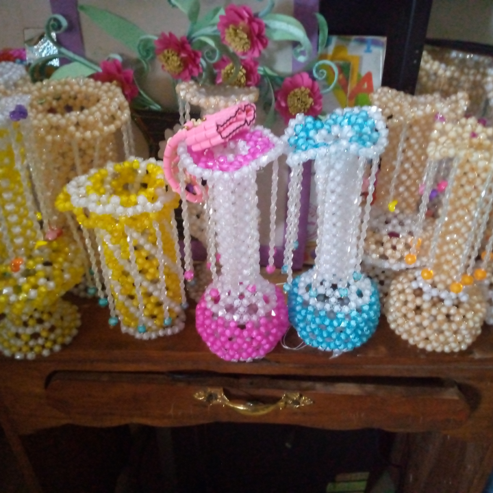 beaded flower jars