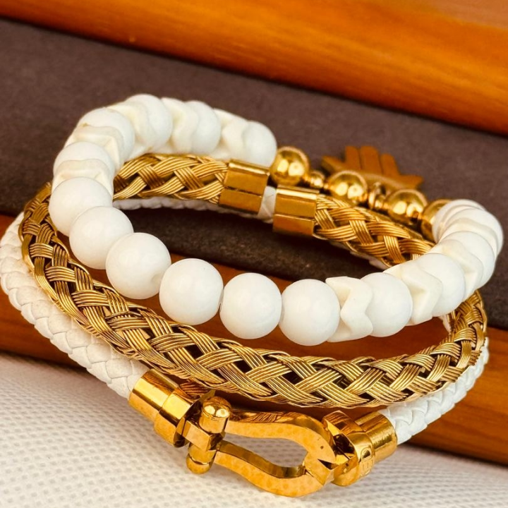 bracelet blanc or😍 trois en un