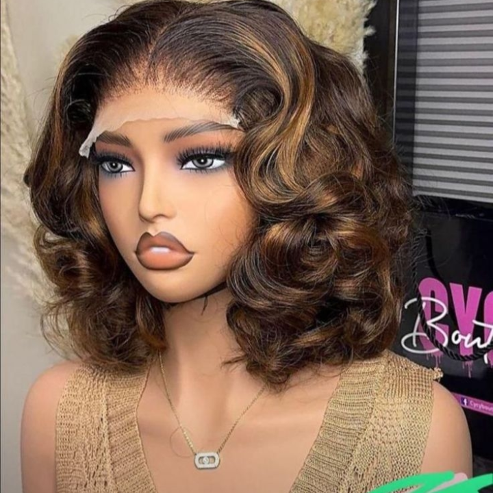 14" bouncy curly closure wig