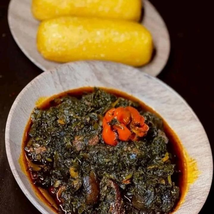 delicious eru and garri ( white and red)