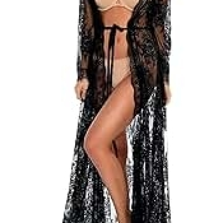 kimono noire en dentelle