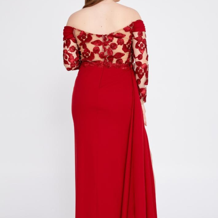 red sleeves gown