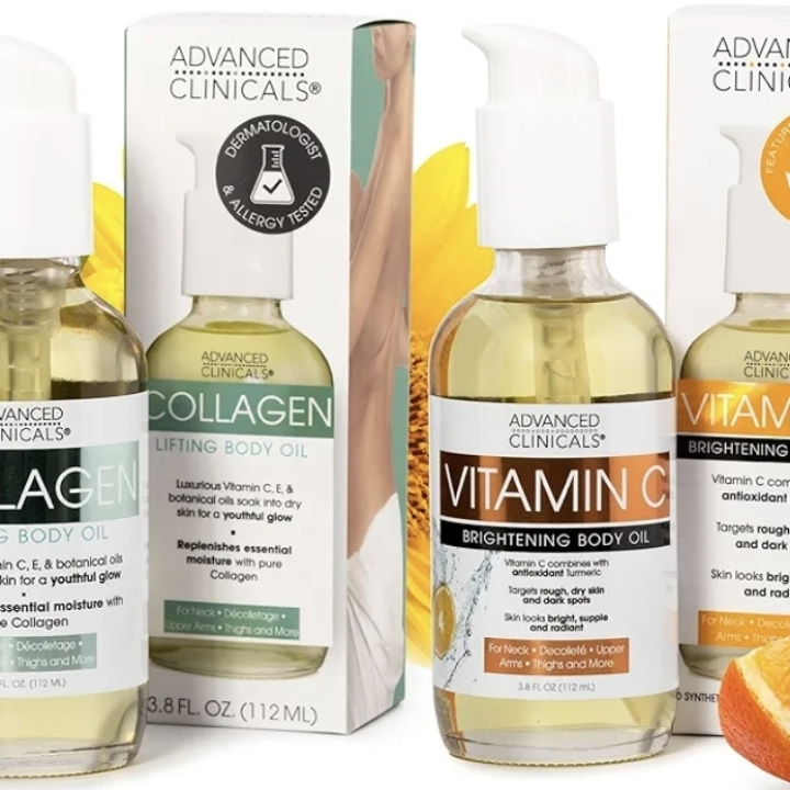 2PC Advance Clinicals Body Oil: Vitamin C & Collagen