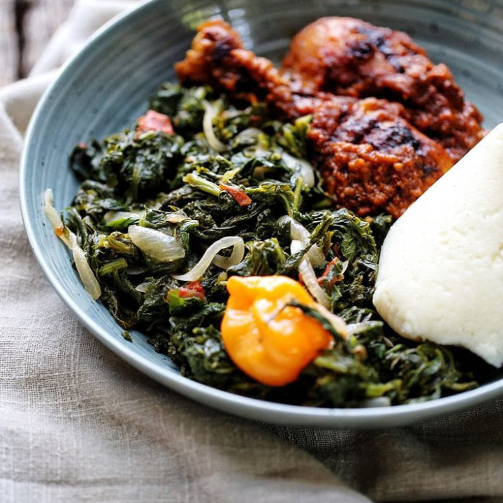 Vegetables and fufu corn