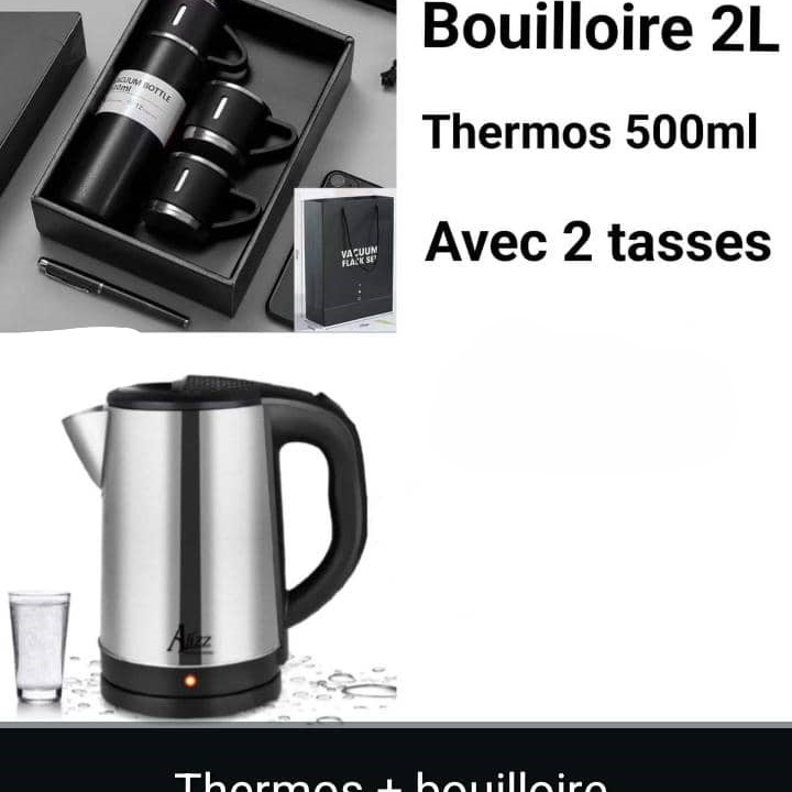 ensemble bouilloire 2L, thermos + 2 tasses