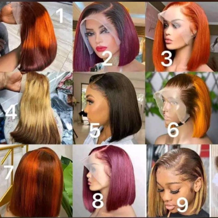 coupe carré couleur blanche, noire, carotte, miel, marron foncé, bordeaux,...