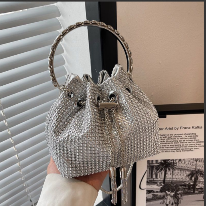 silver hand bag