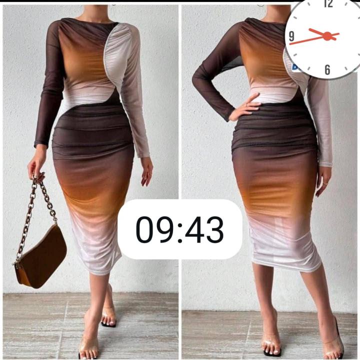 Long brown gown , Short jean gown and grey skirt and top