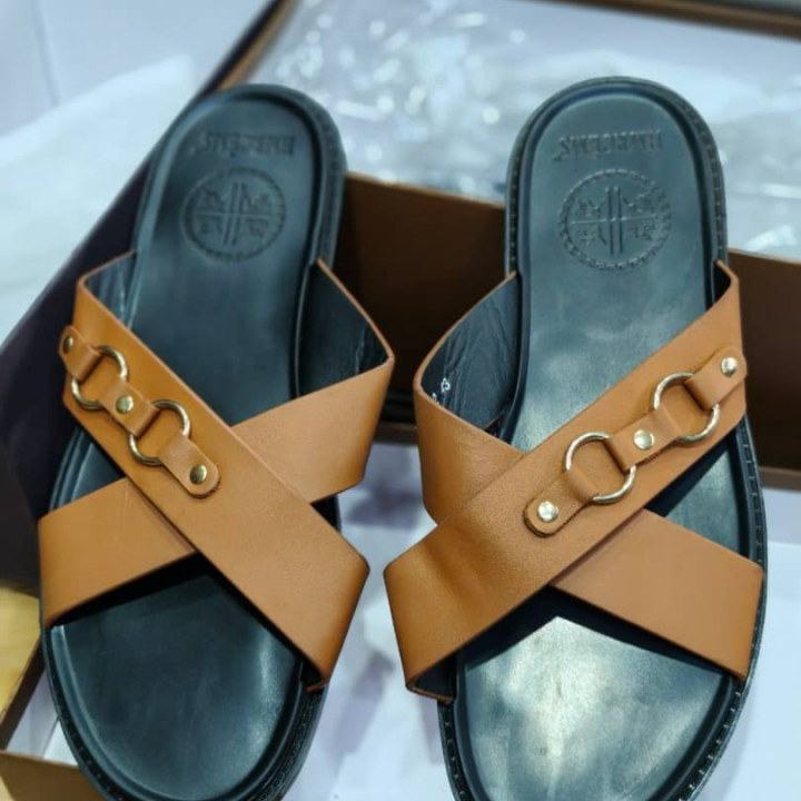 babouche homme , pied nu en cuir , sandale pour homme