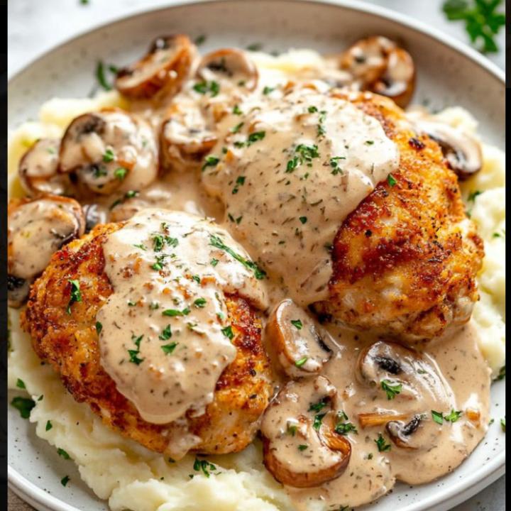 Chicken white sauce mushroom