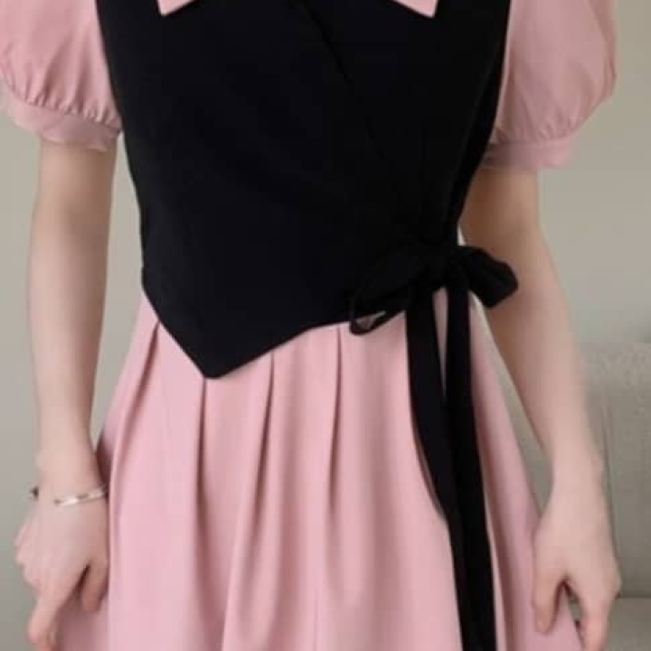 robe bicolore noir et rose
