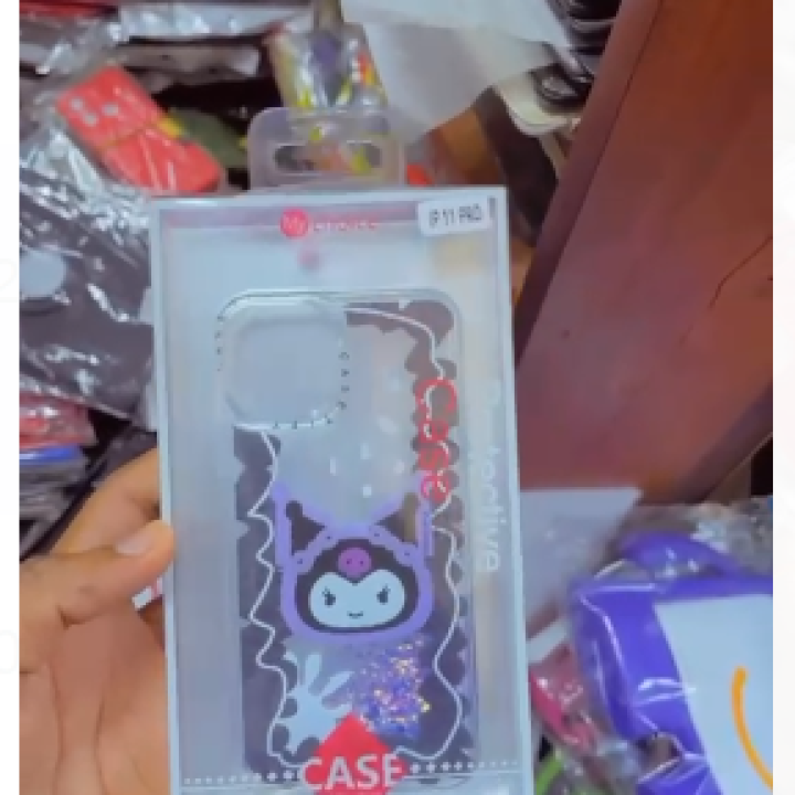 pochette de telephone ,Jolie coque de téléphone compatible avec iPhone 11 Pro , coque de protection en TPU souple avec support d'anime Kawaii pour femmes et filles pour iPhone 11 Pro , violet