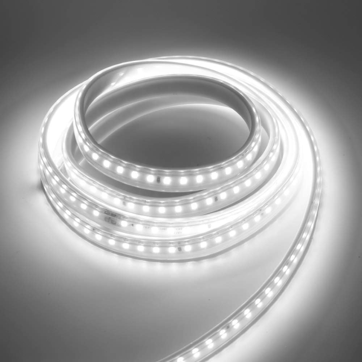 Ruban à LED, Bande LED, 120 LEDs/m Lumineux Bandeau Led 220v, 2835 IP65 Etanche Bande Strip Led pour échelle de plafond, Blanc chaud -LED de cuisine, câble, lumières LED, Blanc froid