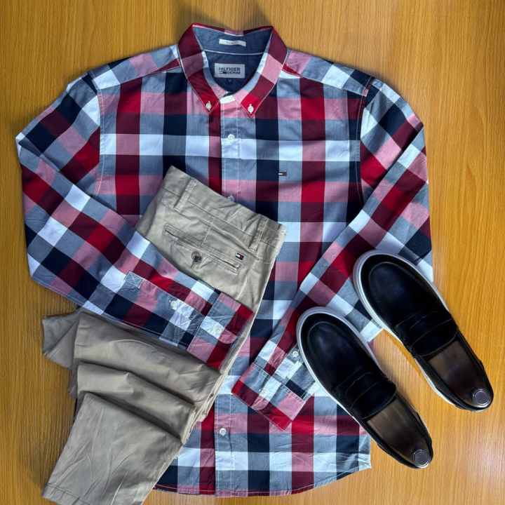 ensemble homme ( chemise carrelé, pantalon)