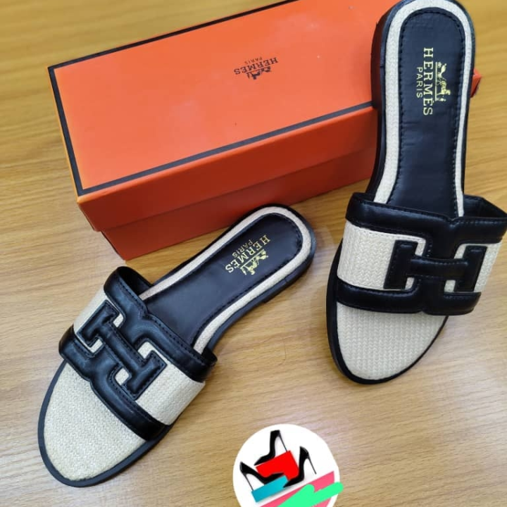 babouches Hermes blanche noire