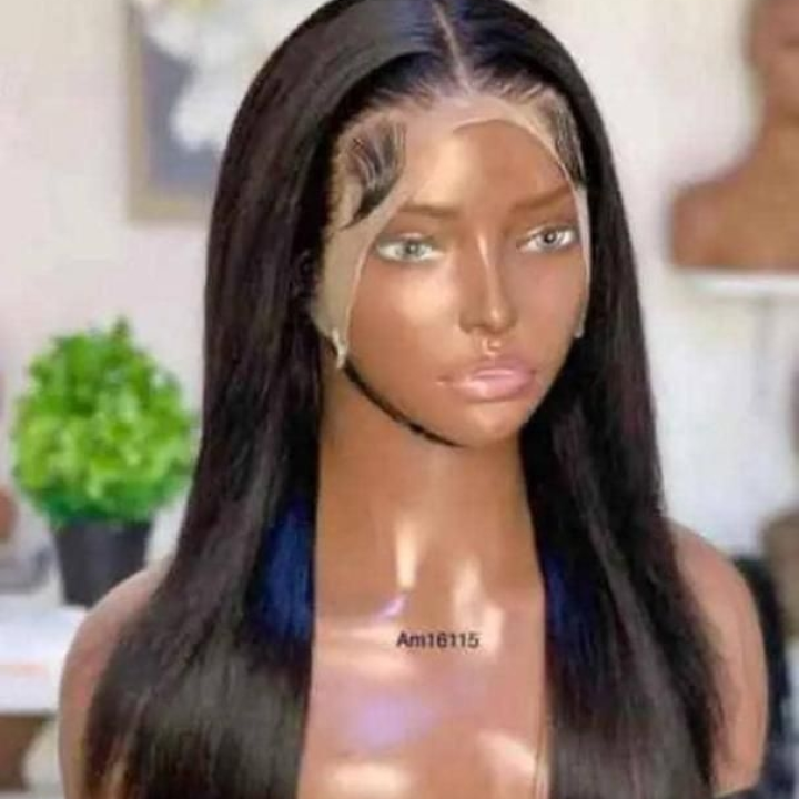 perruque noire avec cheveux indien