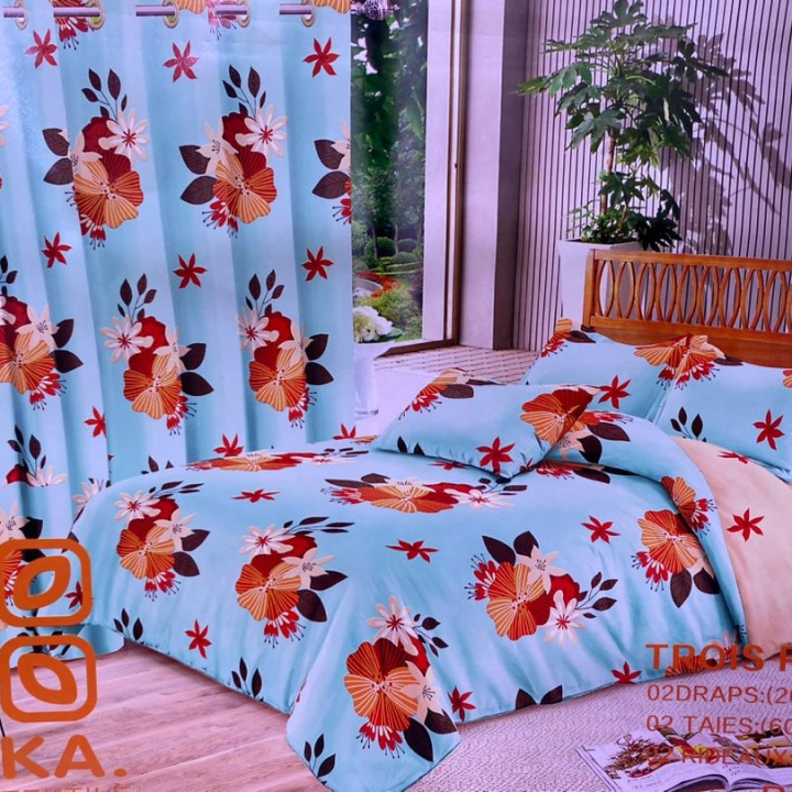 draps housse en cotton et rideaux