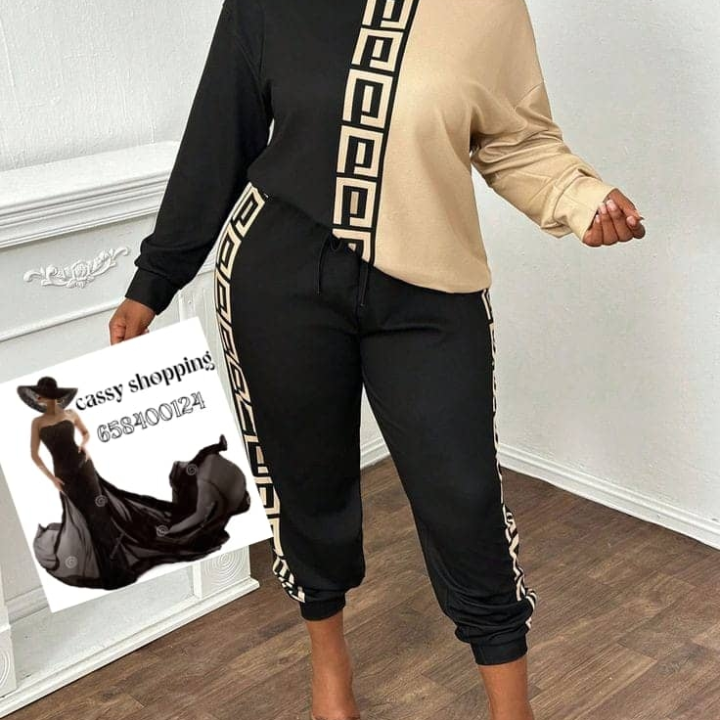 ensemble femme (pantalon et haut noir marron)
